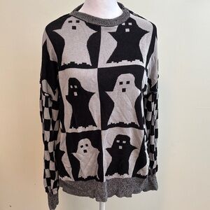 Black and Gray Ghost Pattern Sweater